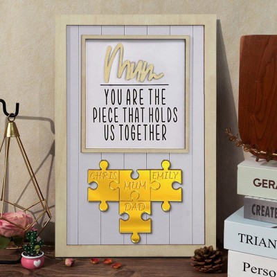Custom Mum Acrylic Puzzles Wooden Sign With Kids Names Unique Family Gift For Mum Grandma Mother's Day Gift Ideas