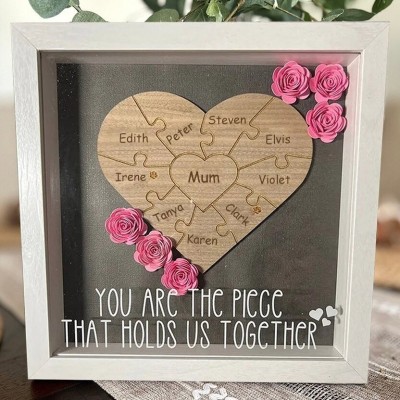 Custom Handmade Mum Heart Shape Puzzle Pieces Name Sign Gift For Mum Grandma Mother's Day Gift