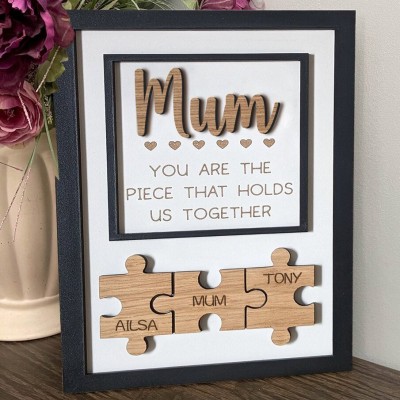 Personalised Handmade Puzzle Pieces Frame Gift Ideas For Mum Grandma Mother's Day Gift