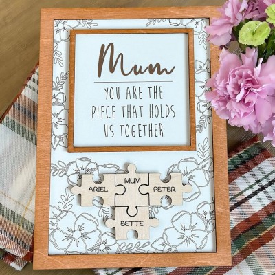 Personalised Wooden Puzzle Names Sign Love Gift Ideas for Mum Grandma Mother's Day Gift