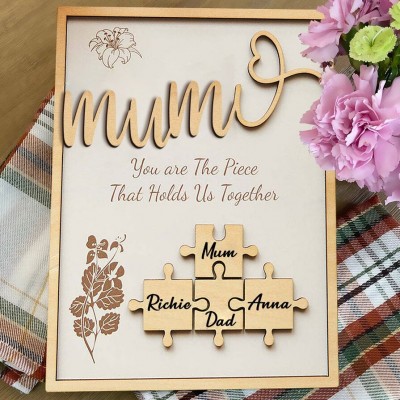 Personalised Mum Wooden Puzzle Frame Sign Meaningful Gift For Mum Grandma Mother's Day Gift