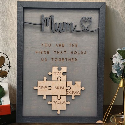 Personalised Mum Handmade Wooden Names Puzzle Frame Sign Love Gift For Mum Grandma Mother's Day Gift