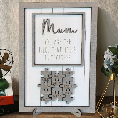 Personalised Handmade Wooden Names Puzzle Sign Gift Ideas For Mum Grandma Mother's Day Gift
