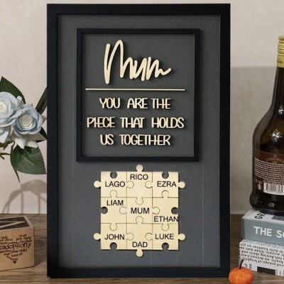 Personalised Puzzle Pieces Wooden Name Sign Gift Ideas for Mum Grandma