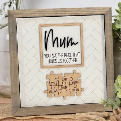 Personalised Mum Puzzle Piece Sign Family Keepsake Gifts Unique Gift Ideas for Mum Grandma