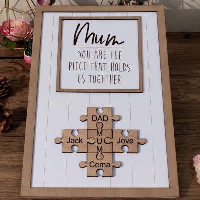 Personalised Wood Puzzles Name Frame Sign Gift Ideas for Mum Grandma You are the Piece that Holds us Together