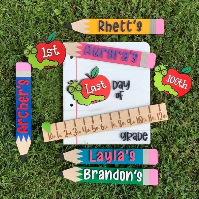 Personalised First/100th/Last Day of School Reusable Interchangeable Back to School Sign Unique Gift for Kids