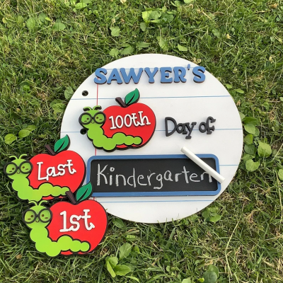 Personalised Interchangeable First and Last Day of School Sign With Name Back to School Sign Best Gifts for Kids