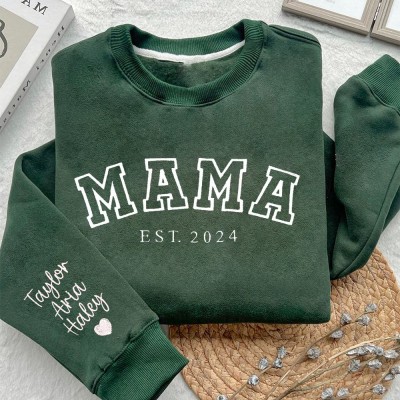 Personalised Mama Embroidered Sweatshirt Hoodie With Date Mother's Day Gift Ideas Unique Gift For Mum Grandma Mother's Day Gift Ideas