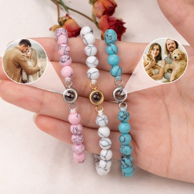 Personalised Photo Projection Beaded Adjustable Bracelet for Her Anniversary Gifts for Wife Christmas Gifts