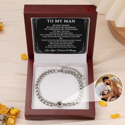 To My Man Personalised Photo Projection Bracelet with Picture Inside for Men