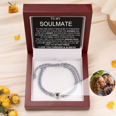 Personalised To My Soulmate Heart Photo Projection Bracelet Gift for Her Girlfriend Wife