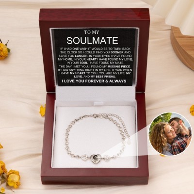 Personalised To My Soulmate Heart Photo Projection Bracelet Valentine's Gift For Girlfriend Wife Her