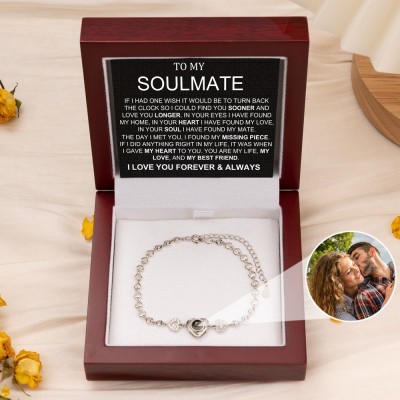 To My Soulmate Personalised Heart Photo Projection Bracelet for Girlfriend Wife