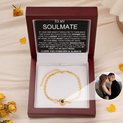 Personalised To My Soulmate Photo Projection Bracelet Gift for Her