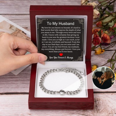 Personalised To My Husband Photo Projection Bracelet Gifts for Husband Anniversary Gift Ideas For Him