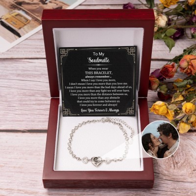 Personalised To My Soulmate Heart Photo Projection Bracelet Anniversary Gifts for Her Wife Girlfriend