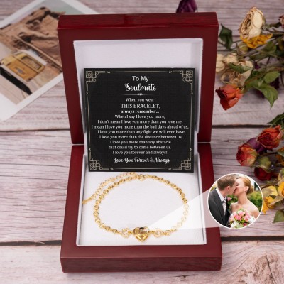 To My Soulmate Custom Photo Projection Bracelet with Picture Inside Gifts for Soulmate Christmas Gifts