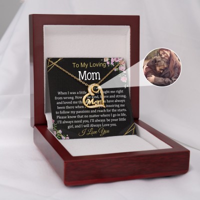 To My Mum Personalised Heart Pendant Photo Projection Necklace with Picture Inside Christmas Gifts for Mum