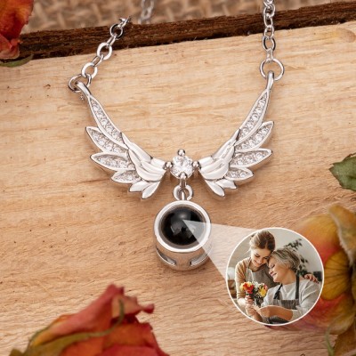 Personalised Wing Photo Projection Necklace with Picture Inside Gifts for Mum Christmas Gifts