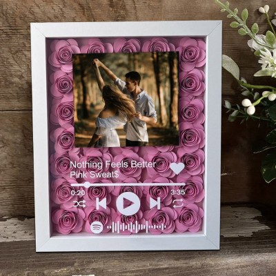 Personalised Spotify Music Flower Shadow Box Anniversary Valentine's Day Gifts For Mum Wife Her