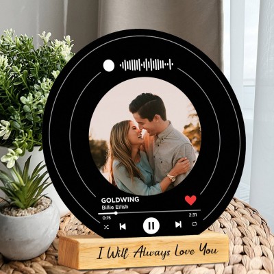 Custom Couple Photo Vinyl Record Song Plaque with Spotify Code Wedding Anniversary Gifts for Husband Valentine's Day Gift Ideas