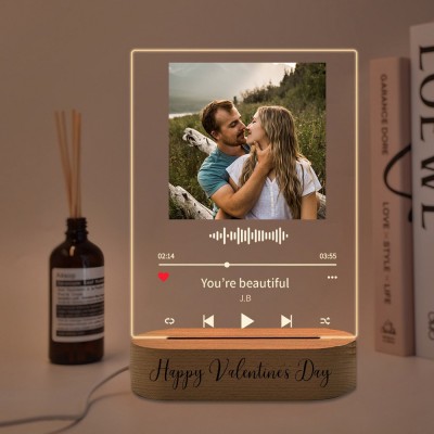 Custom LED Music Song Lamp Photo Plaque with Stand Unique Gifts for Girlfriend Wife Valentine's Day Gifts Anniversary Gift Ideas