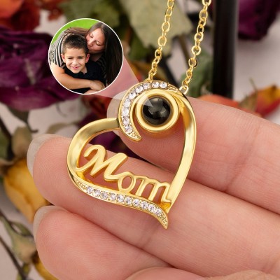 Personalised Projection Photo Heart Charm Necklace with Picture Inside Gifts for Mum Birthday Gifts