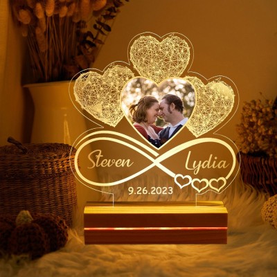 Personalised 3D Photo Night Light Unique Valentine's Day Gift Ideas for Couple Anniversary Gifts for Him