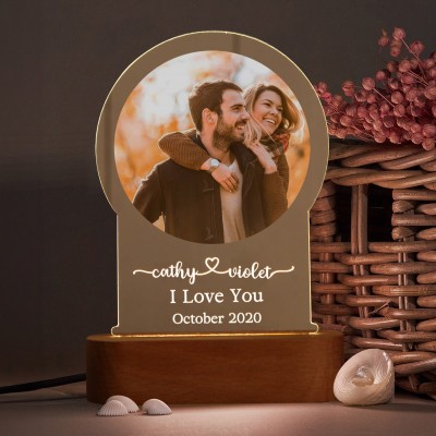 Personalised Photo Night Light with Names Romantic Gifts for Couple Valentine's Day Gift Ideas Anniversary Gifts