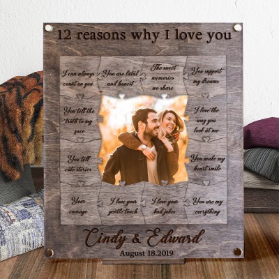 Personalised Wooden Puzzle Pieces Frame Valentine's Day Gift Ideas for Him Anniversary Gifts for Boyfriend