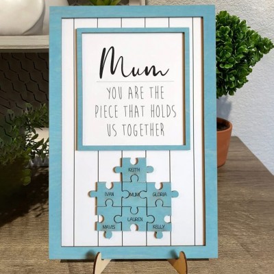 Personalised Handmade Puzzle Sign With Kids Names Birthday Gift For Mum Grandma Mother's Day Gift