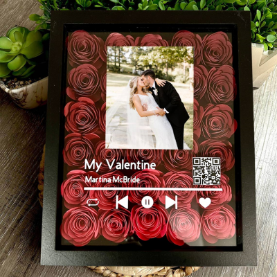 Personalised Spotify Song Photo Flower Shadow Box Gifts for Her Valentine's Day Gift Ideas for Girlfriend Wife