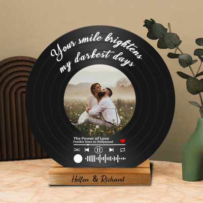 Personalised Couple Photo Music Song Plaque Record With Spotify Code Valentine's Day Gifts for Her Anniversary Gifts for Husband