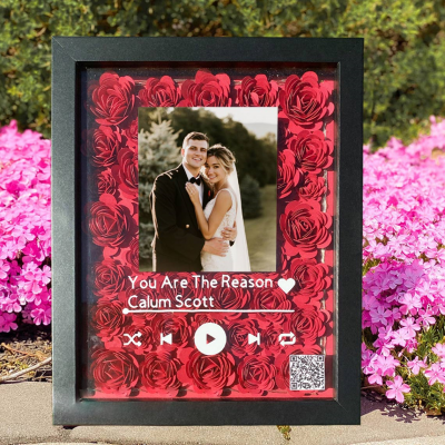 Personalised Spotify Photo Flower Shadow Box Gifts for Her Valentine's Day Gift Ideas for Girlfriend Wife