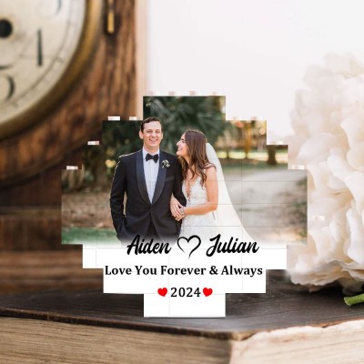 Personalised Photo Block Building Brick Engraving Puzzle Wedding Anniversary Gifts Valentine's Day Gift Ideas for Soulmate