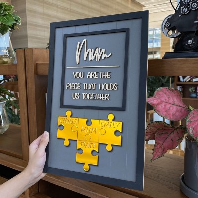 Personalised Mum You Are The Piece That Holds Us Together Acrylic Puzzles Sign With Kids Names Unique Gift For Mum Grandma Mother's Day Gift Ideas