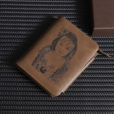 Father's Day Gift Personalised Photo Leather Short Wallet