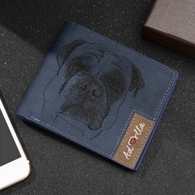 Father's Day Gift Personalised Photo Leather Wallet Blue