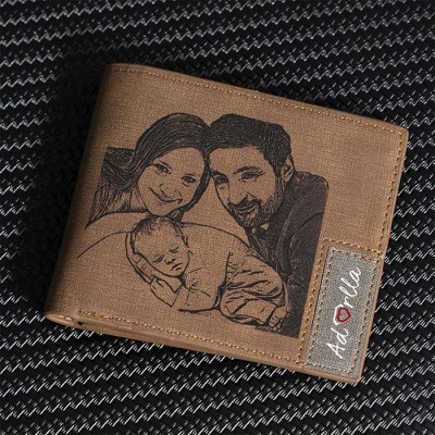 Father's Day Gift Personalised Photo Leather Wallet 
