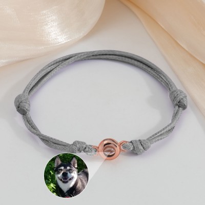 Personalised Braided Rope Pet Photo Projection Bracelet