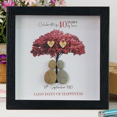 Personalised 40th Wedding Anniversary Pebble Art Frame Anniversary Gifts Christmas Gifts Birthday Gifts for Her