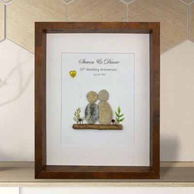 Personalised Wedding Anniversary Pebble Art Frame Anniversary Gift