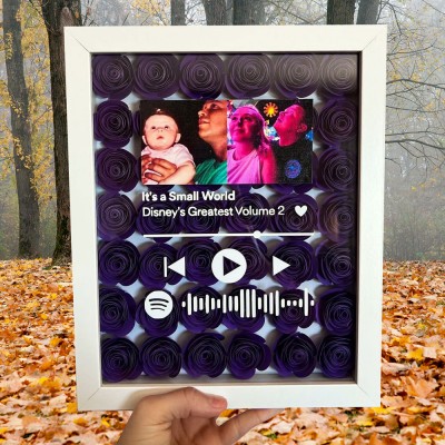 Personalised Spotify Flower Shadow Box for Anniversary Valentine's Day