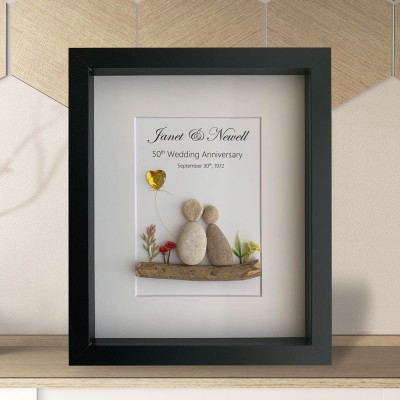 Personalised Wedding Anniversary Pebble Art Frame Anniversary Gift