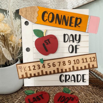 Personalised First Day 100th Day Back to School Reusable Interchangeable Prop for Kids