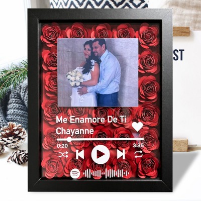 Personalised Spotify Flower Shadow Box for Anniversary Valentine's Day