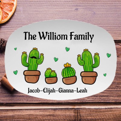 Personalised Cactus Family Name Platter 