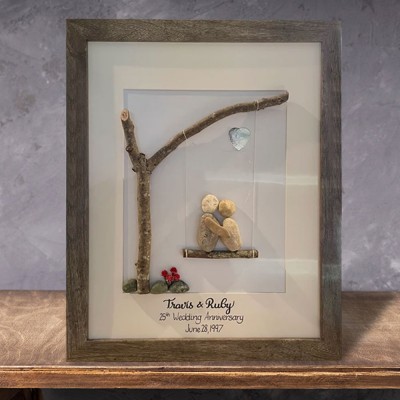 Personalised Wedding Anniversary Pebble Art Frame Anniversary Gift