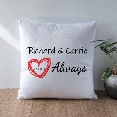 Personalised Anniversary Pillow with Couple Names and Date